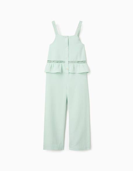 Combinaison sans manches en coton et lin Vert clair 1 - vertbaudet enfant 