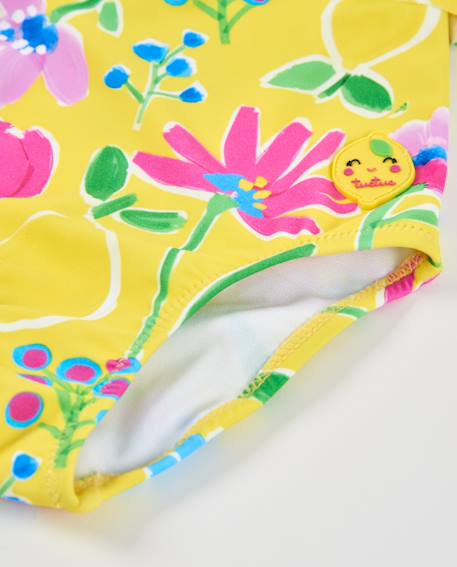 Maillot de bain fille en maille avec volants aux bretelles Jaune 4 - vertbaudet enfant 
