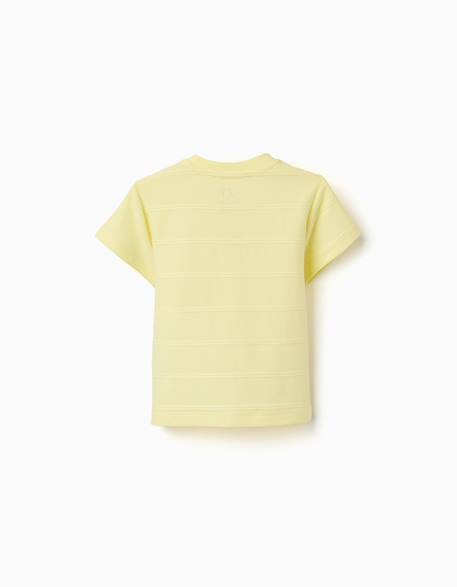 T-shirt en coton avec lignes en relief et poche Blanc+Jaune 5 - vertbaudet enfant 