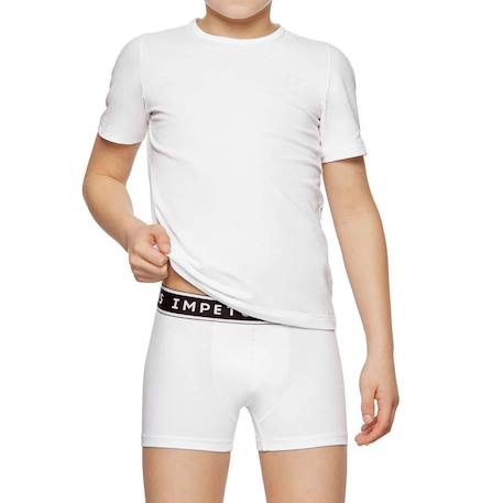 Lot de 2 boxers garçon coton confortable respirant Blanc / marine+Gris / marine+Rouge / gris 2 - vertbaudet enfant 