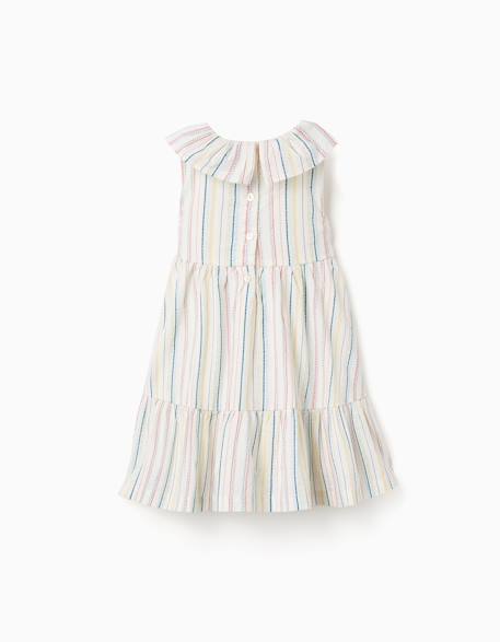 Robe sans manches en coton à rayures ethniques b&s Blanc 3 - vertbaudet enfant 