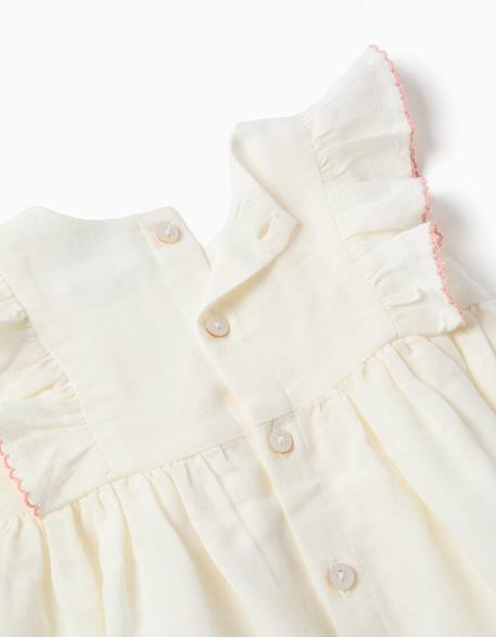 Robe en coton et lin + bloomer Blanc 3 - vertbaudet enfant 