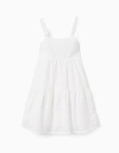 Robe à bretelles en coton avec broderie anglaise  - vertbaudet enfant