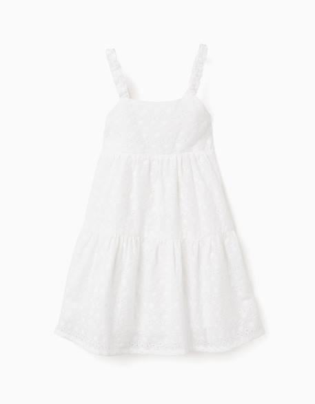 Fille-Robe-Robe à bretelles en coton avec broderie anglaise