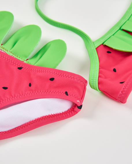 Bikini fille en maille avec petites feuilles en relief Rouge 6 - vertbaudet enfant 