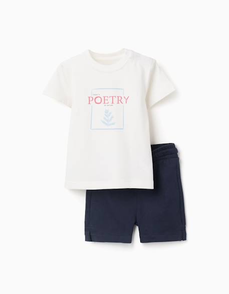 T-shirt en coton avec imprimé + short Bleu 1 - vertbaudet enfant 
