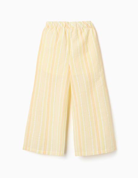 Pantalon à jambe large en coton à rayures Jaune clair 2 - vertbaudet enfant 