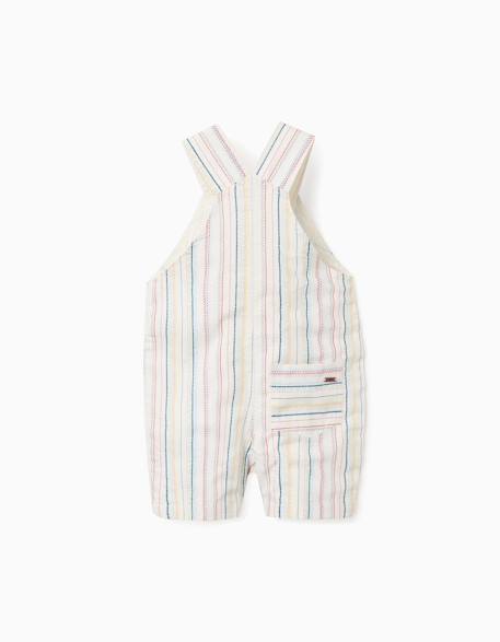 Salopette en coton à rayures ethniques b&s Blanc 2 - vertbaudet enfant 