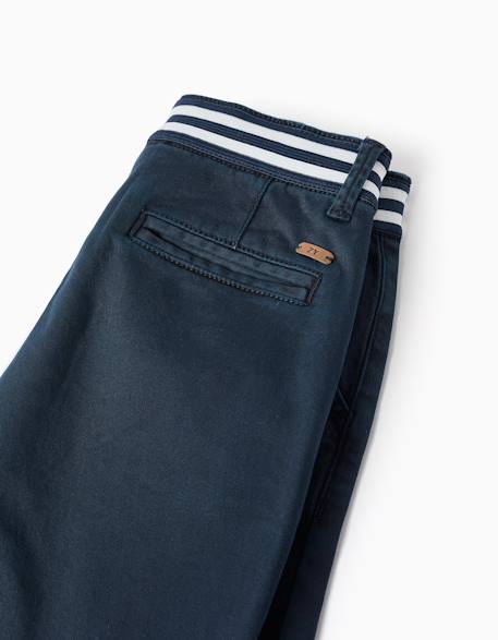 Short chino en sergé avec bande à rayures Beige clair+Bleu foncé 8 - vertbaudet enfant 