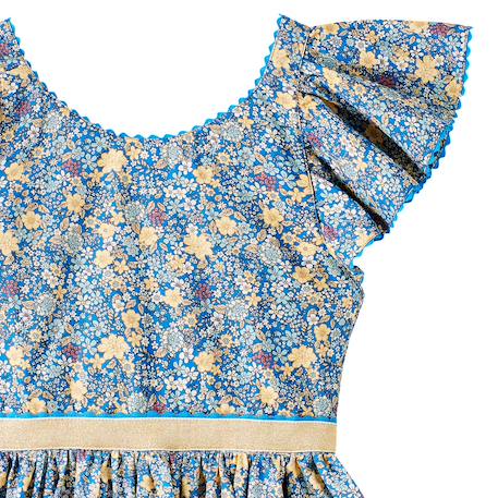 Robe cérémonie  fleurie  et  à volants  angel Bleu foncé or 5 - vertbaudet enfant 