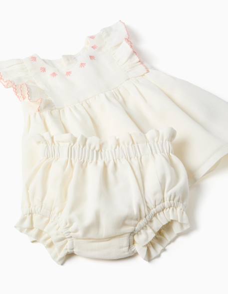 Robe en coton et lin + bloomer Blanc 4 - vertbaudet enfant 