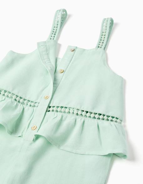 Combinaison sans manches en coton et lin Vert clair 3 - vertbaudet enfant 