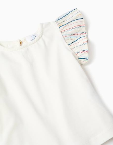 T-shirt + jupe-short en coton à rayures ethniques b&s Blanc 3 - vertbaudet enfant 