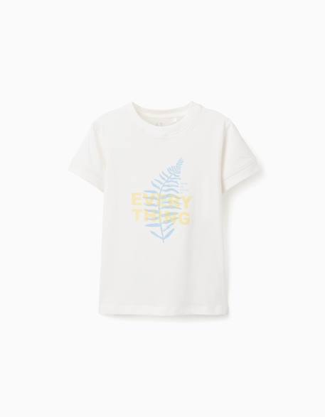 T-shirt en coton avec imprimé botanic Blanc+Bleu foncé 3 - vertbaudet enfant 
