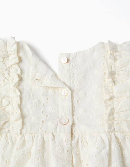 Blouse en coton avec broderie anglaise et volants Blanc 4 - vertbaudet enfant 