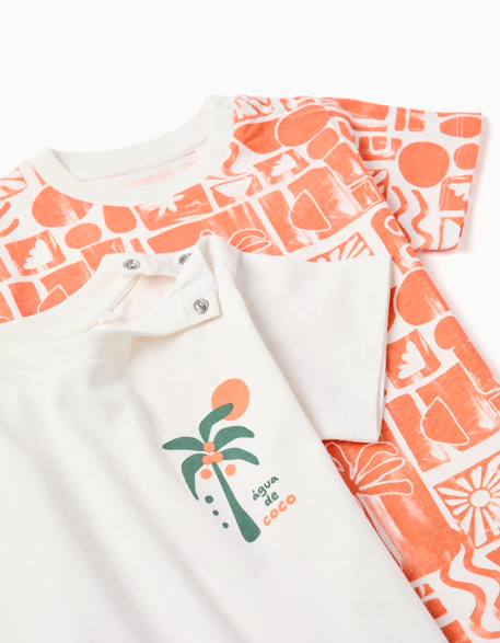 Lot de 2 t-shirts en coton avec imprimés plage Blanc 4 - vertbaudet enfant 