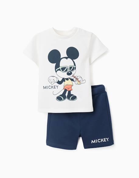 Bébé-T-shirt en coton et short avec imprimé mickey
