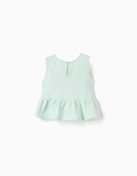 Blouse sans manches en coton et lin avec volants Vert clair 2 - vertbaudet enfant 