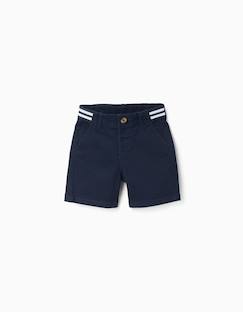 Short chino en sergé avec bande à rayures  - vertbaudet enfant