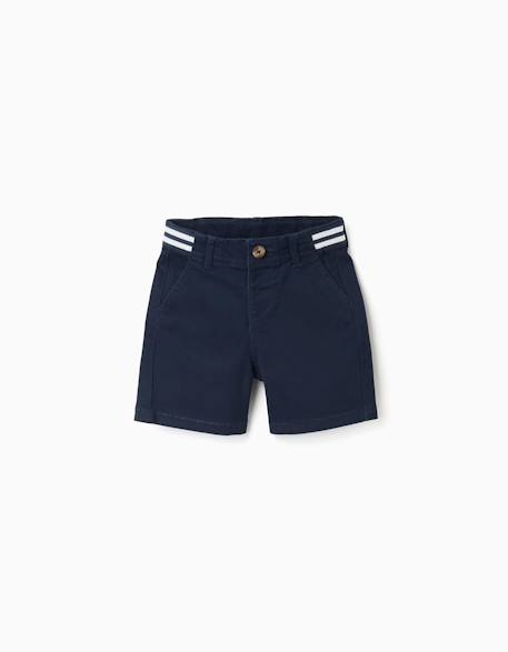 Short chino en sergé avec bande à rayures Beige clair+Bleu foncé 5 - vertbaudet enfant 