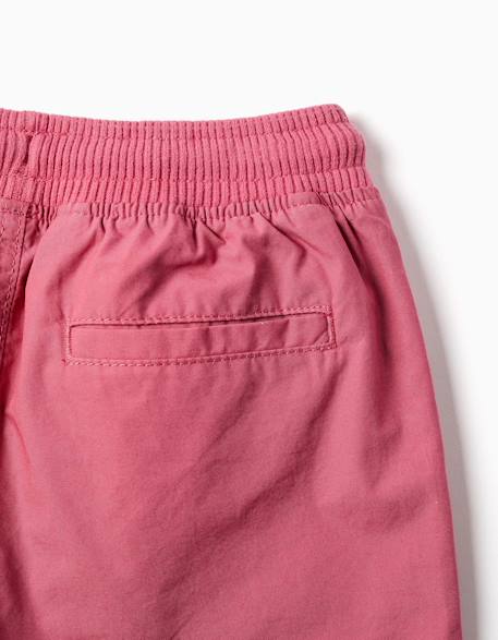 Short midi en popeline avec cordon de serrage et poches Rose foncé 4 - vertbaudet enfant 