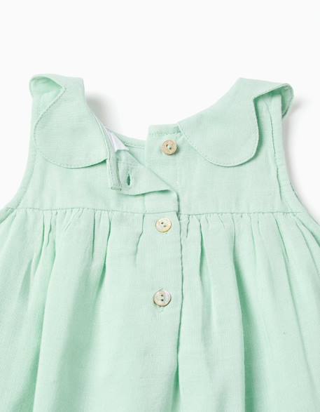 Robe sans manches en coton et lin Vert clair 3 - vertbaudet enfant 
