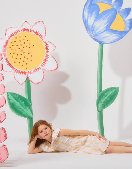 Fille-Robe en coton à carreaux avec volants b&s