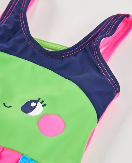 Maillot de bain fille en maille avec bretelles froncées Vert 3 - vertbaudet enfant 
