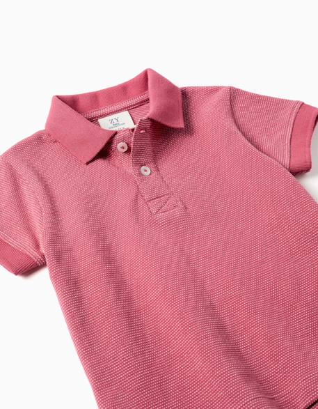 Polo en piqué de coton avec pois en jacquard Rose foncé 3 - vertbaudet enfant 