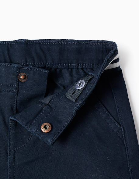 Short chino en sergé avec bande à rayures Beige clair+Bleu foncé 7 - vertbaudet enfant 