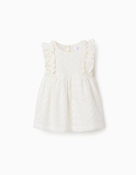 Blouse en coton avec broderie anglaise et volants Blanc 1 - vertbaudet enfant 
