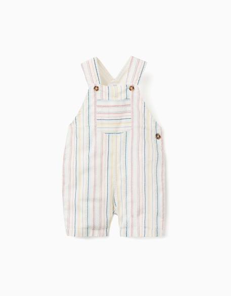 Salopette en coton à rayures ethniques b&s Blanc 1 - vertbaudet enfant 