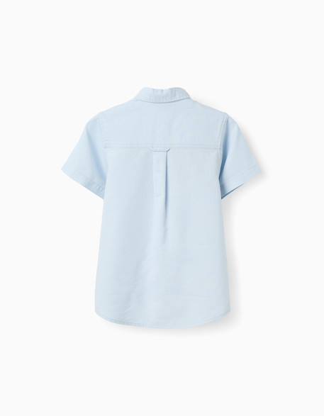 Chemise à manches courtes en lin et coton Blanc+Bleu clair 5 - vertbaudet enfant 