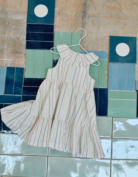 Bébé-Robe sans manches en coton à rayures ethniques b&s