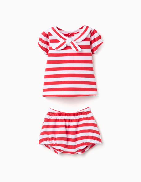Bébé-Ensemble t-shirt + bloomer en coton à rayures