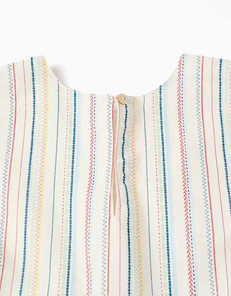 Robe sans manches en coton à rayures ethniques b&s Blanc 4 - vertbaudet enfant 