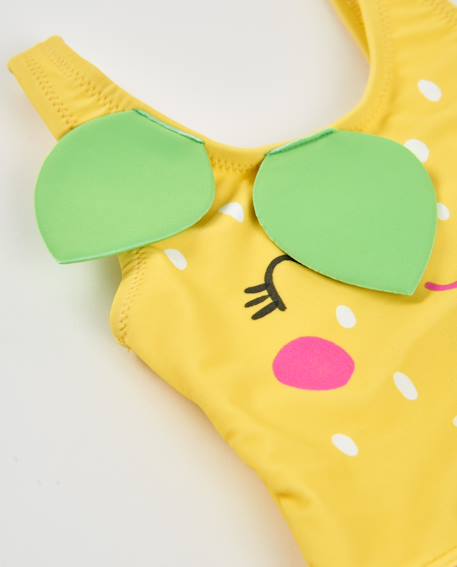 Maillot de bain fille en maille avec feuilles en relief Jaune 4 - vertbaudet enfant 