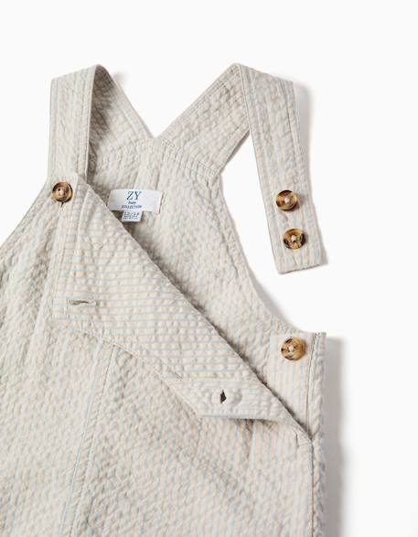 Salopette en coton à rayures Beige clair 3 - vertbaudet enfant 