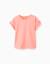 T-shirt en coton avec manches à volants Blanc+Corail clair 4 - vertbaudet enfant 