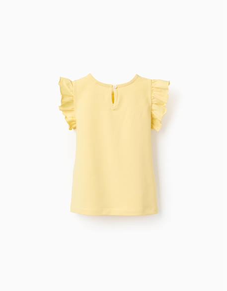 T-shirt avec manches à volants et col rond Beige clair+Corail clair+Jaune clair+Vert clair 8 - vertbaudet enfant 