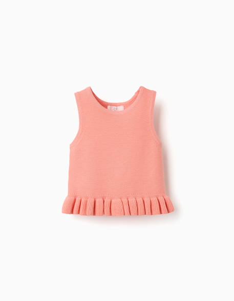 Bébé-Pull, gilet, sweat-Sweat-Débardeur en maille avec volants