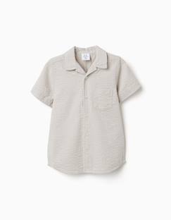 Chemise à manches courtes en coton et à rayures  - vertbaudet enfant