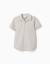 Chemise à manches courtes en coton et à rayures Beige clair 1 - vertbaudet enfant 