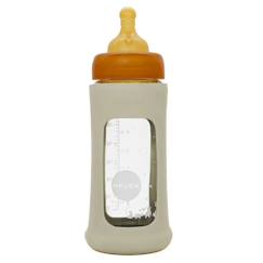 Puériculture-Repas-Biberon en verre avec housse de protection - ivory - 250 ml