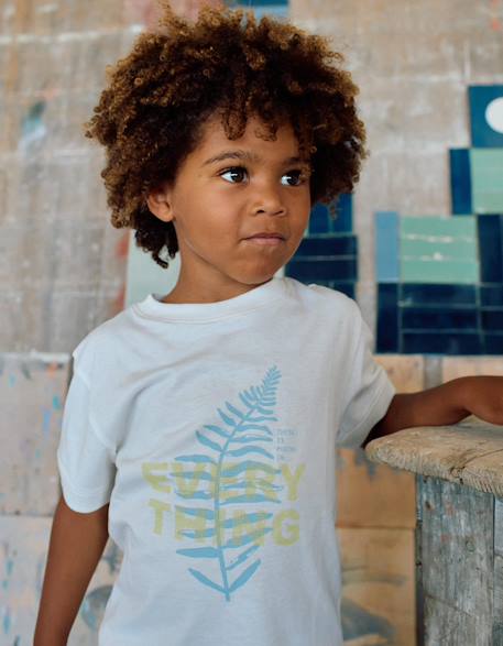 T-shirt en coton avec imprimé botanic Blanc+Bleu foncé 2 - vertbaudet enfant 