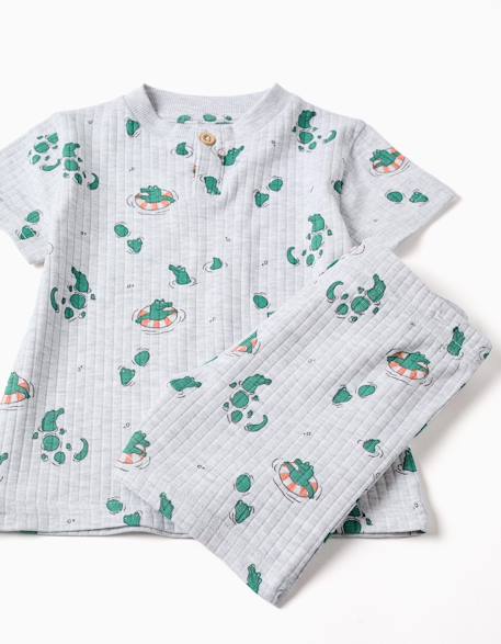 Pyjama en coton côtelé avec motif alligator Gris clair 3 - vertbaudet enfant 