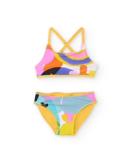 Bikini pour fille en maille avec motif abstrait Jaune 2 - vertbaudet enfant 