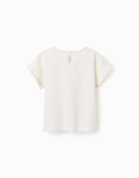 T-shirt en coton avec manches à volants Blanc+Corail clair 2 - vertbaudet enfant 