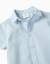 Chemise à manches courtes en lin et coton Blanc+Bleu clair 6 - vertbaudet enfant 