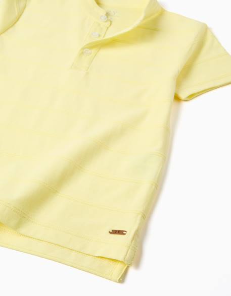 Polo en coton avec lignes en relief et col mao Jaune 3 - vertbaudet enfant 